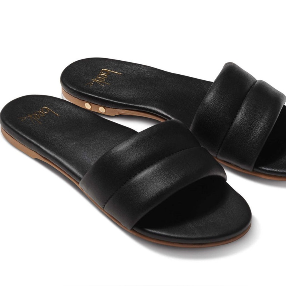 Beek Sugarbird Leather Slide Sandal black, SIZE 8 US